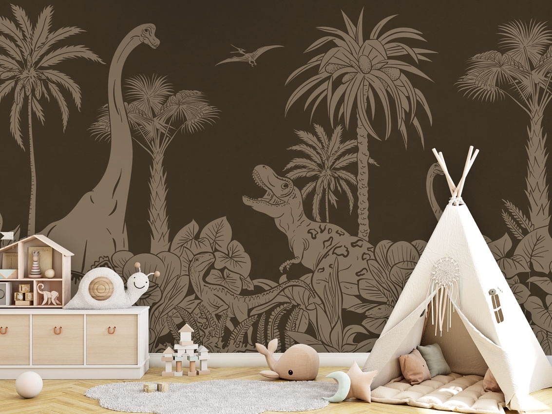 Fototapet Monochrome Dino - Brown Vintage, Kikki Belle - 5