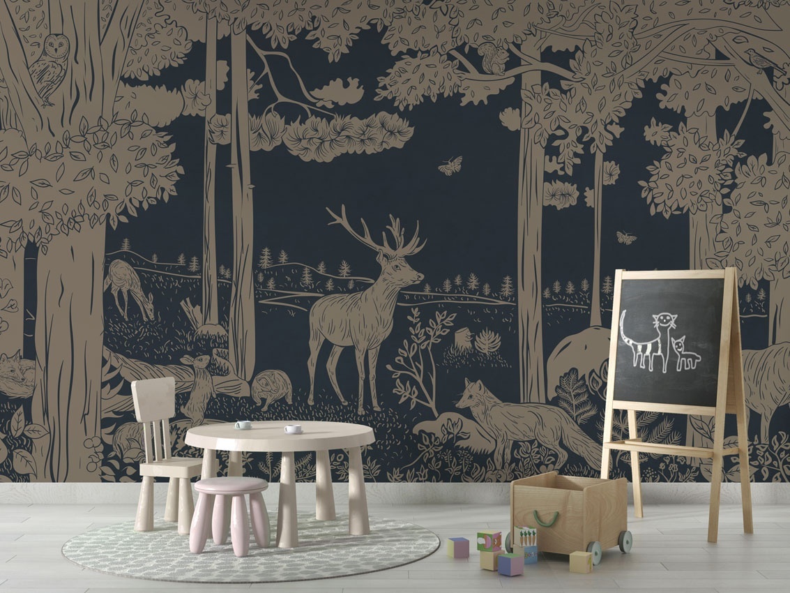 Fototapet Monochrome Forest - Blue Vintage, Kikki Belle - 4