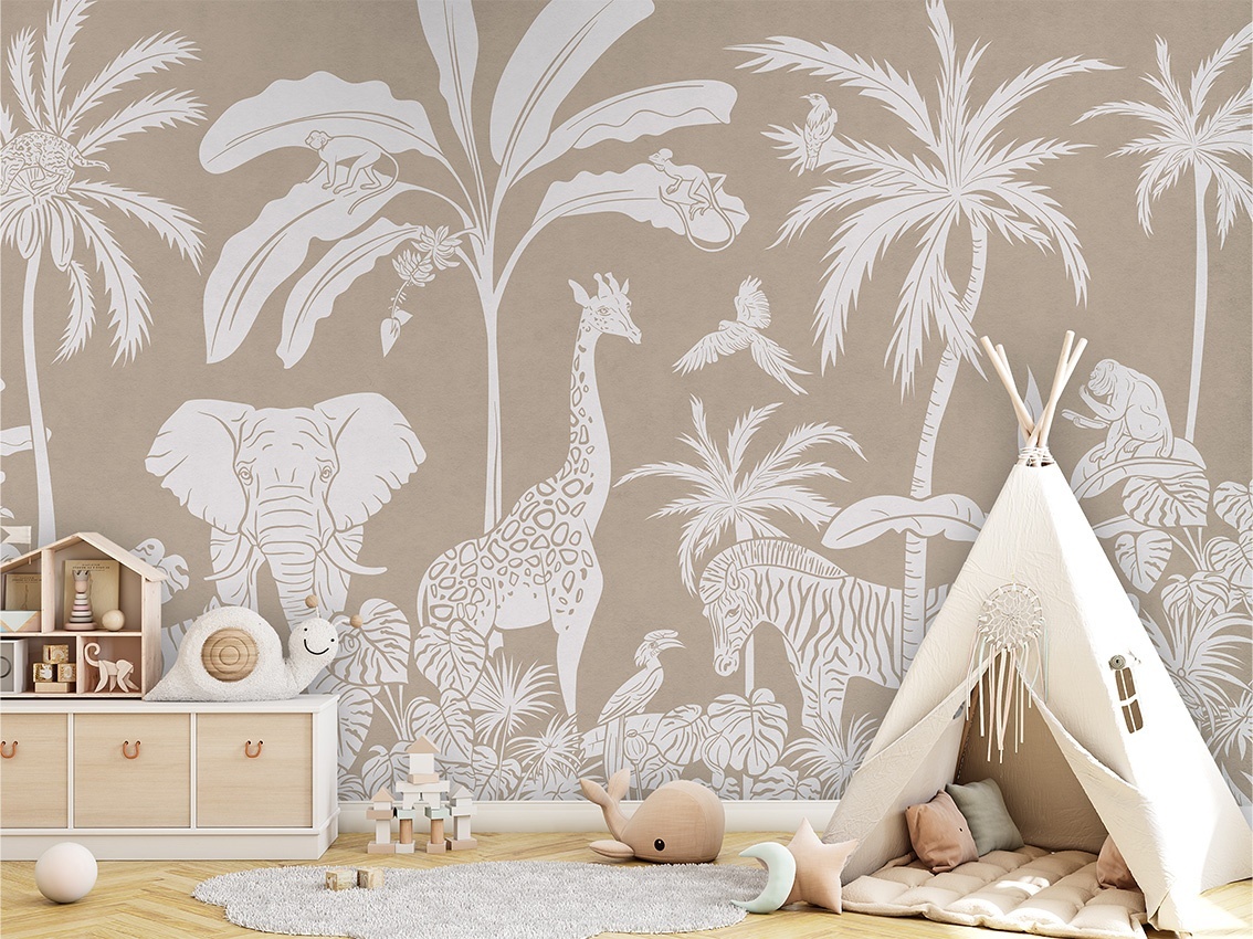 Fototapet Monochrome Jungle - Brown, Kikki Belle - 5