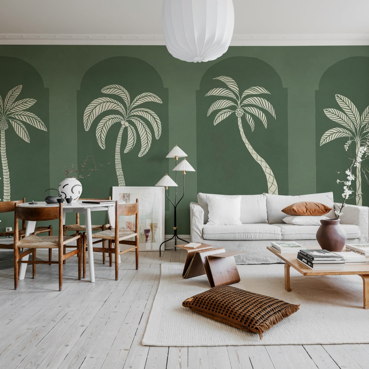 Fototapet, Palm Arches, Green, Rebel Walls