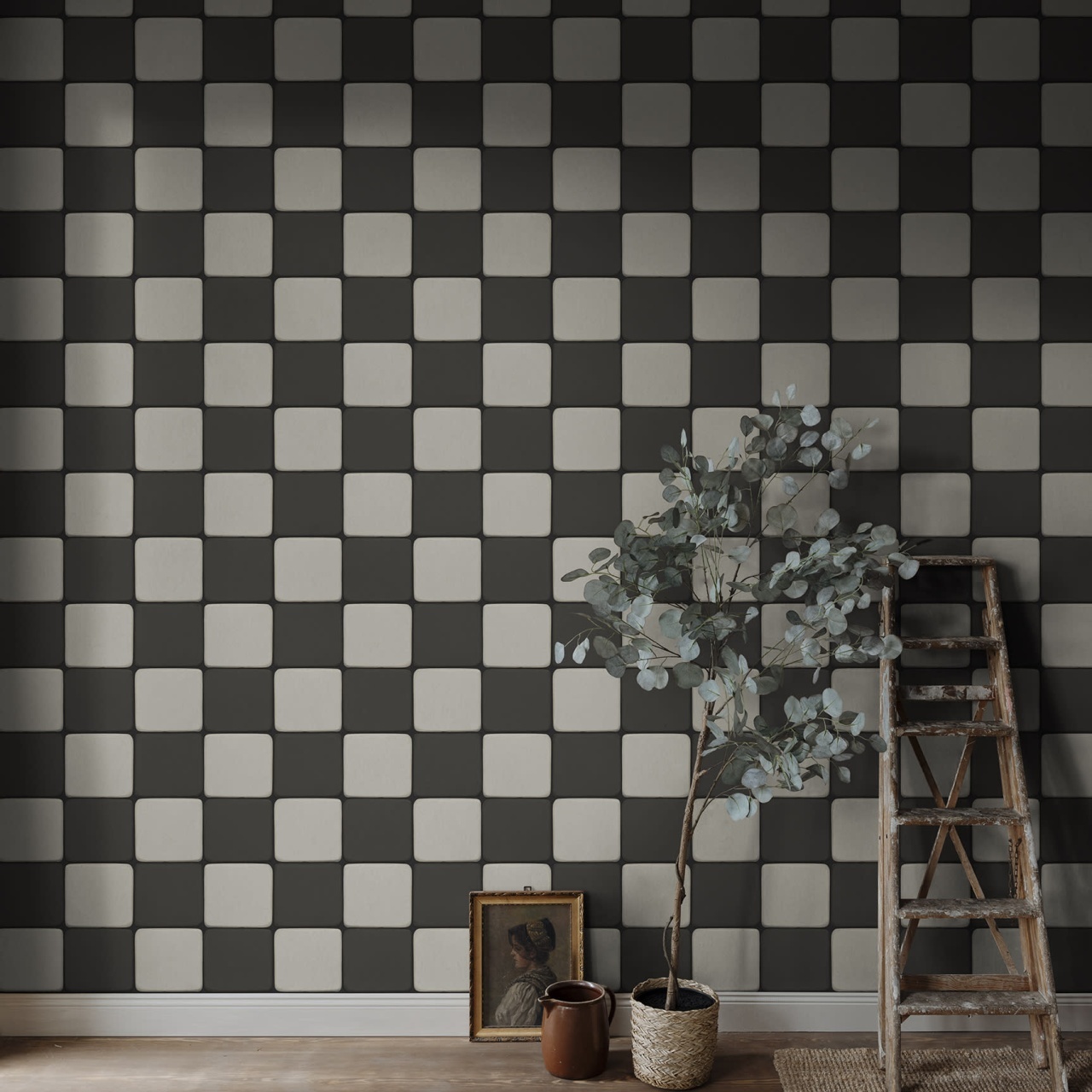 Fototapet, Porcelain Tiles, Graphite, Rebel Walls