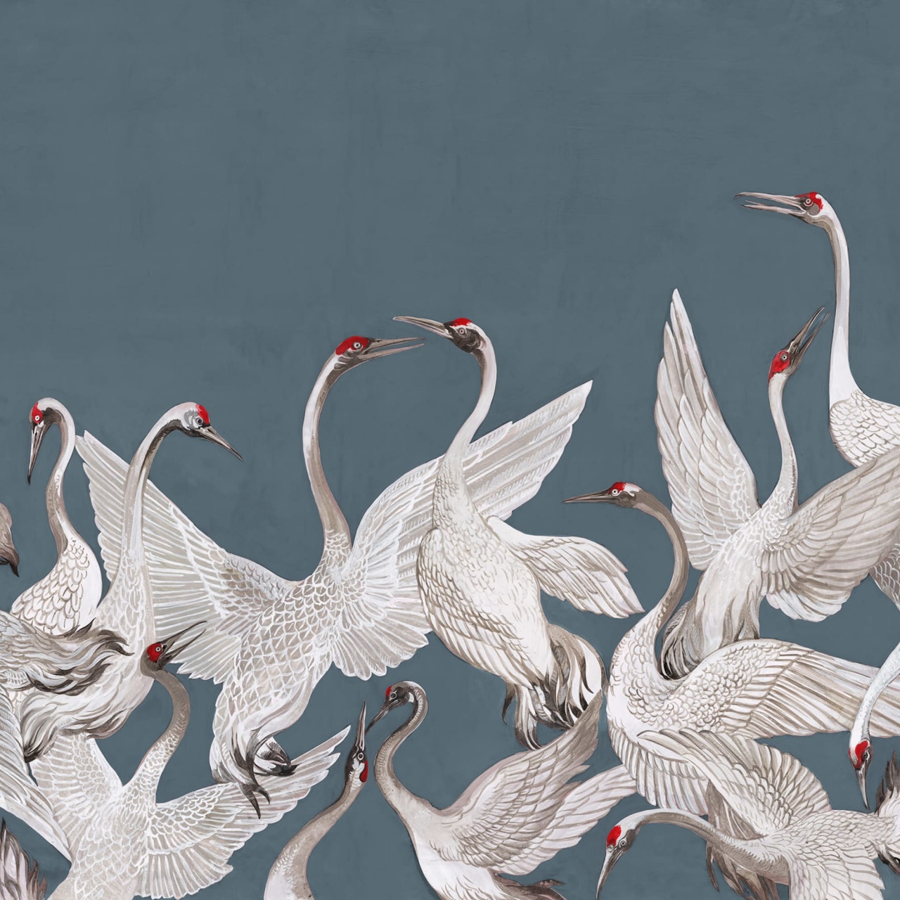 Fototapet, Soaring Cranes, Blue, Rebel Walls - 2