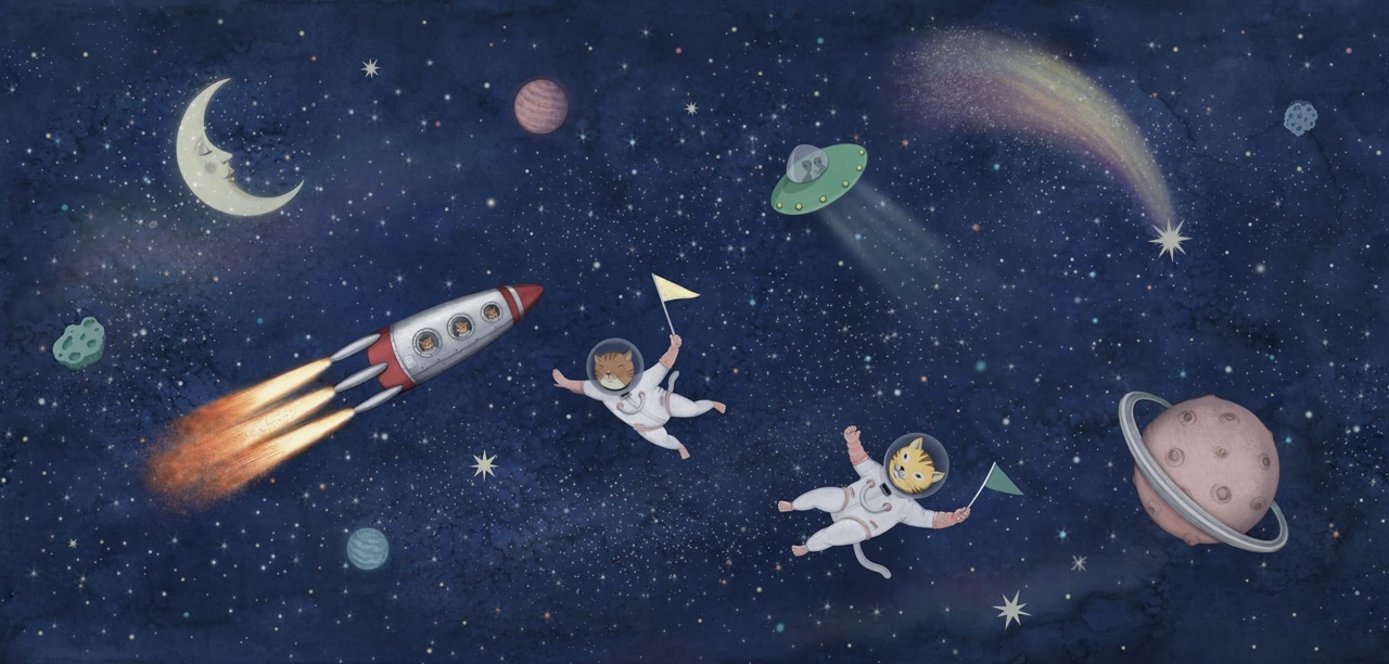 Fototapet, Space Cats, Dark Blue, Rebel Walls - 2