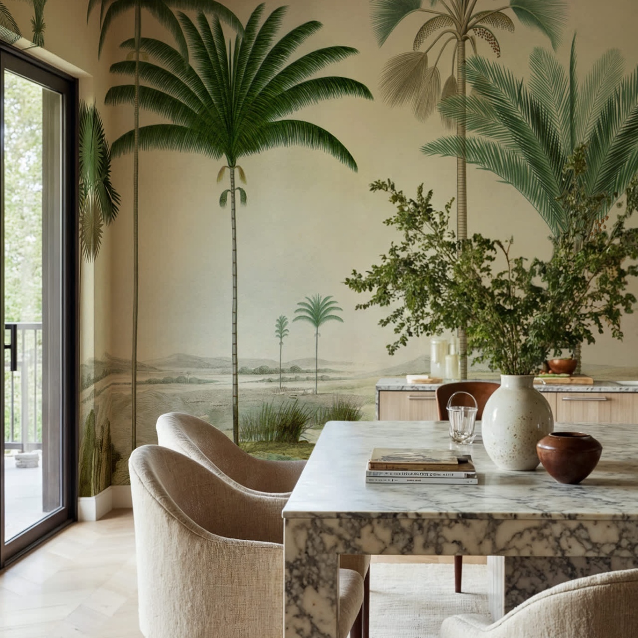 Fototapet, Vintage Palms, Green, Rebel Walls