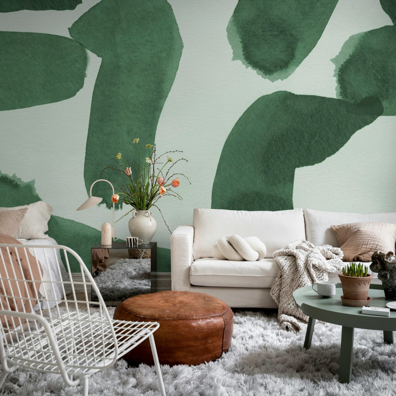 Fototapet, Wiggle Shapes, Green, Rebel Walls