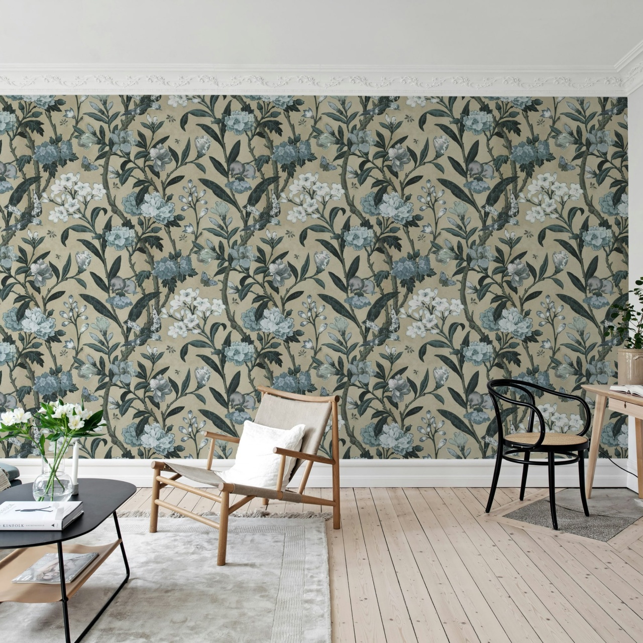 Fototapet, Winding Bloom, Light Blue, Rebel Walls