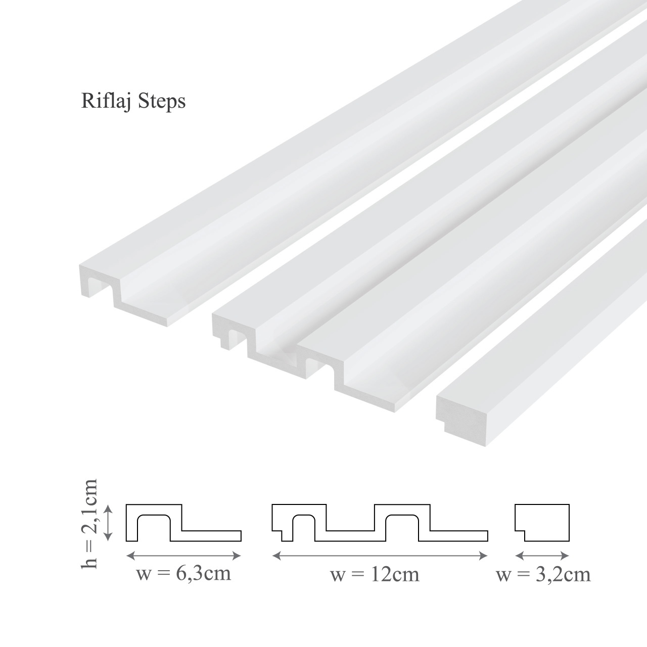 Panou riflaj decorativ 3D din polimer rigid, model Steps - 12x2.1x270 cm - 2 | YEO