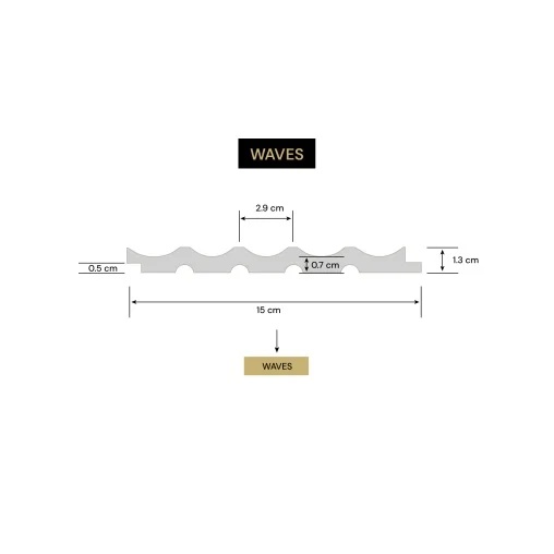 Panou riflaj decorativ 3D din polimer rigid, model Waves - 14.8x1.3x250 cm - 2 | YEO