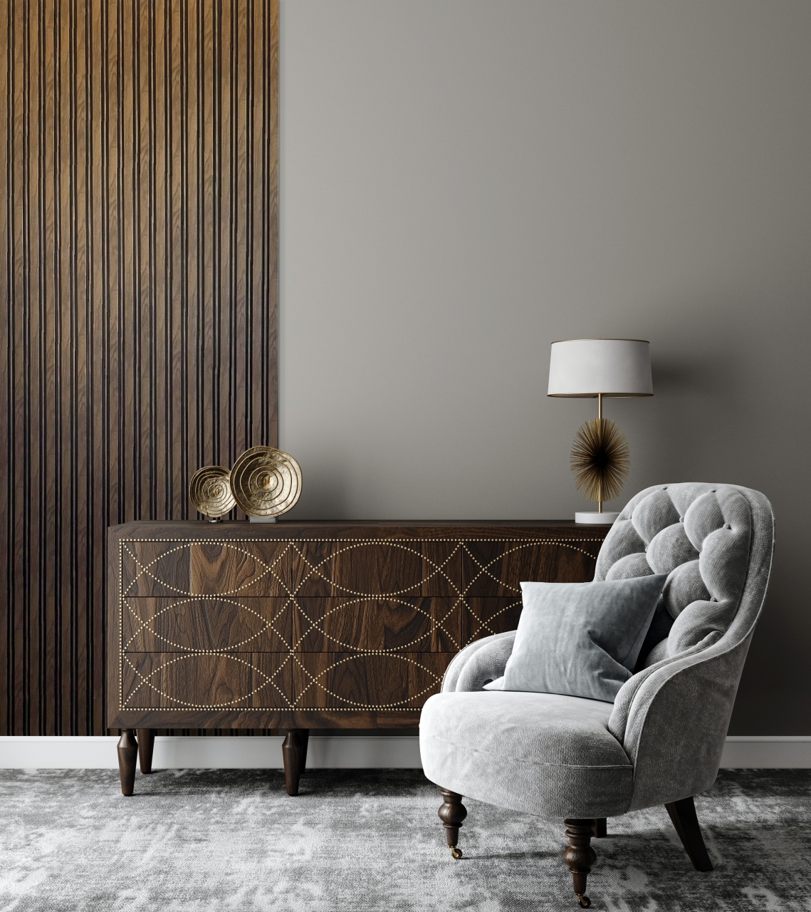 Panou riflaj decorativ 3D Milo, Walnut, 11.6x1.2x270 cm