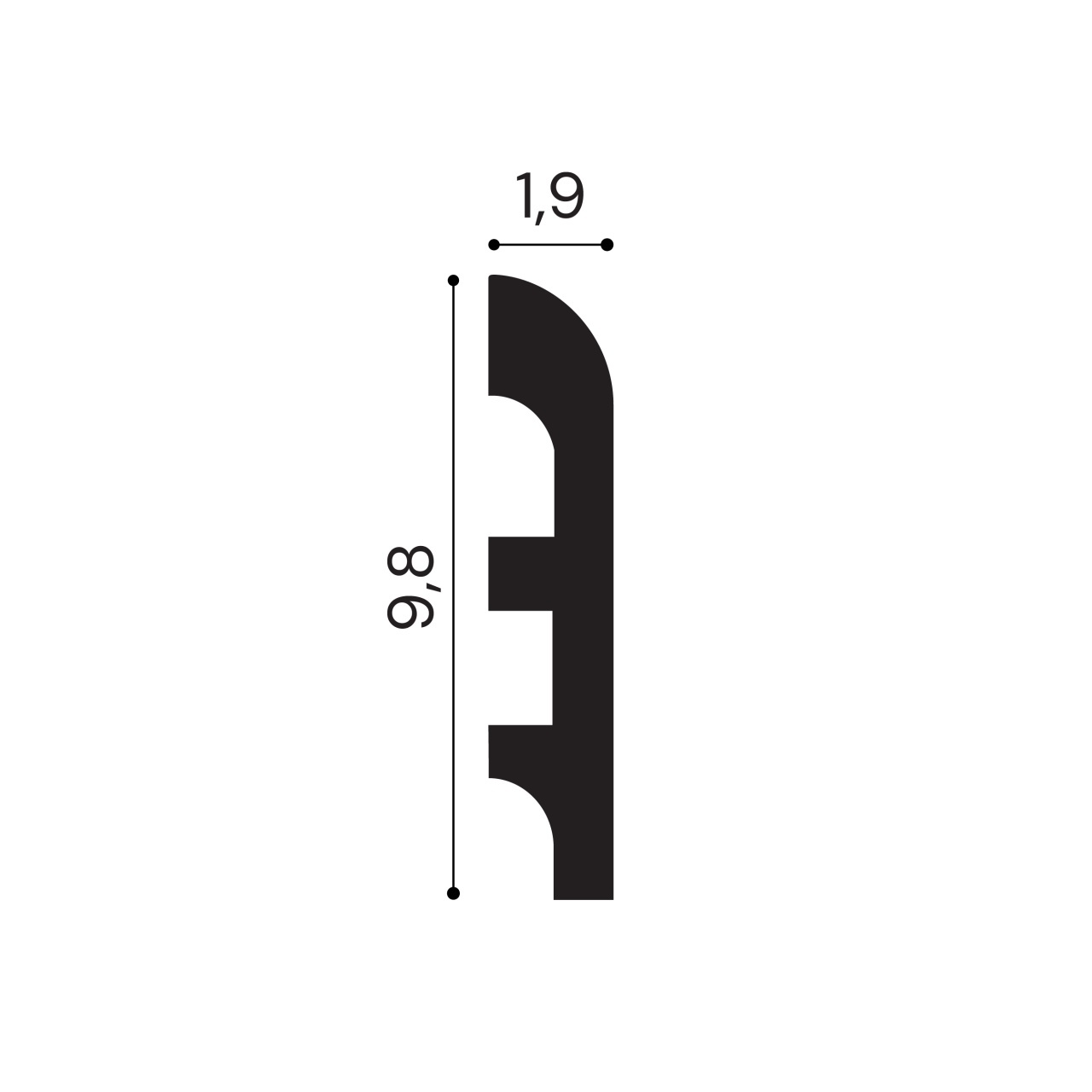 Plinta polimer rigid, Manavi, S7-9.8x1.9x200 cm — imaginea 2