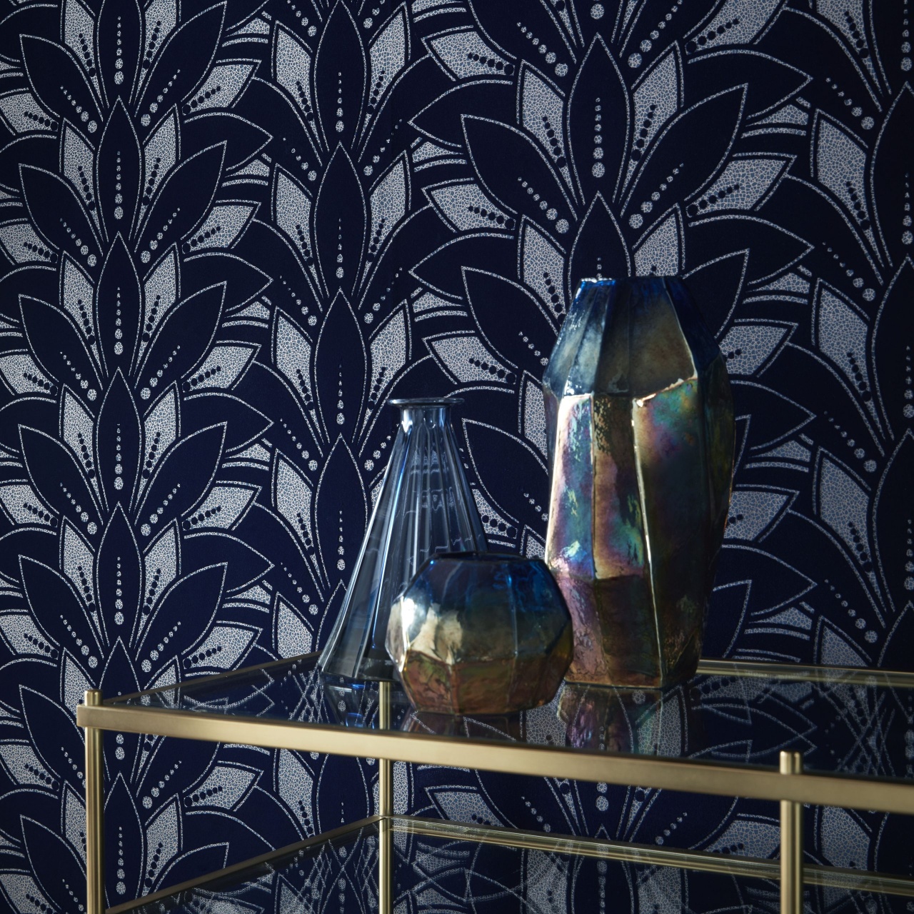 Tapet, Astoria, Midnight Blue Luxury Flock, 1838 Wallcoverings, 5.3mp / rola