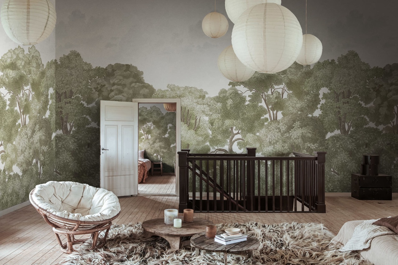Tapet Bellewood Clouds, Green Vintage, Rebel Walls - 2 | YEO