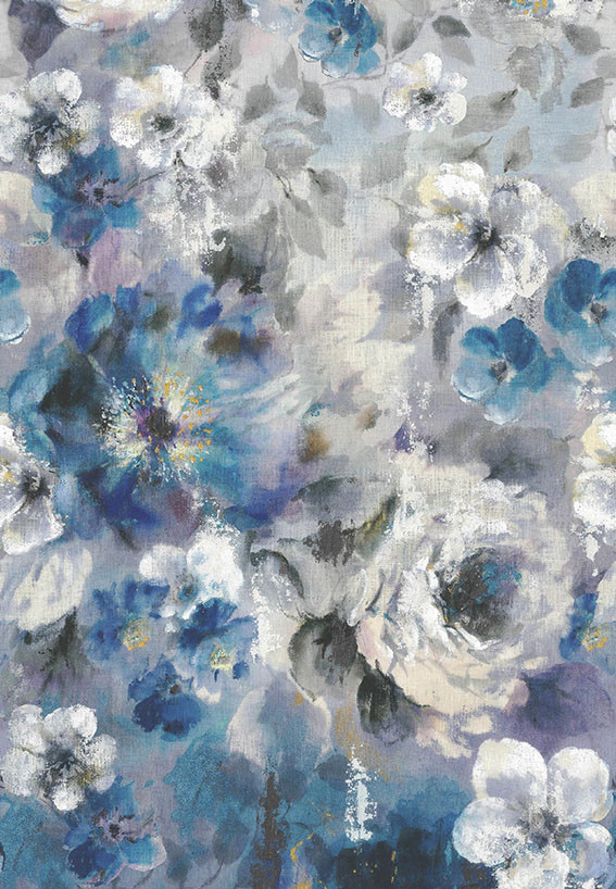 Tapet Bloom, Sapphire Blue Luxury Floral, 1838 Wallcoverings, 6.5mp / rola - 1 | YEO