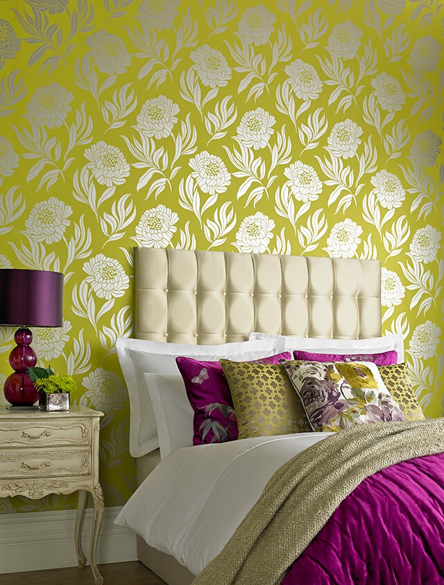 Tapet, Chatsworth, Lime Green Luxury Floral, 1838 Wallcoverings, 5.3mp / rola