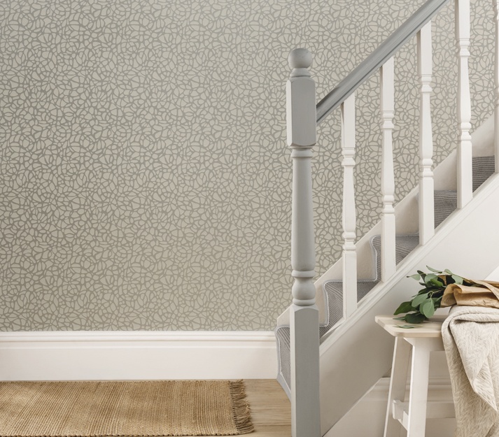 Tapet, Pebble, Mist Silver Luxury Patterned, 1838 Wallcoverings, 5.3mp / rola