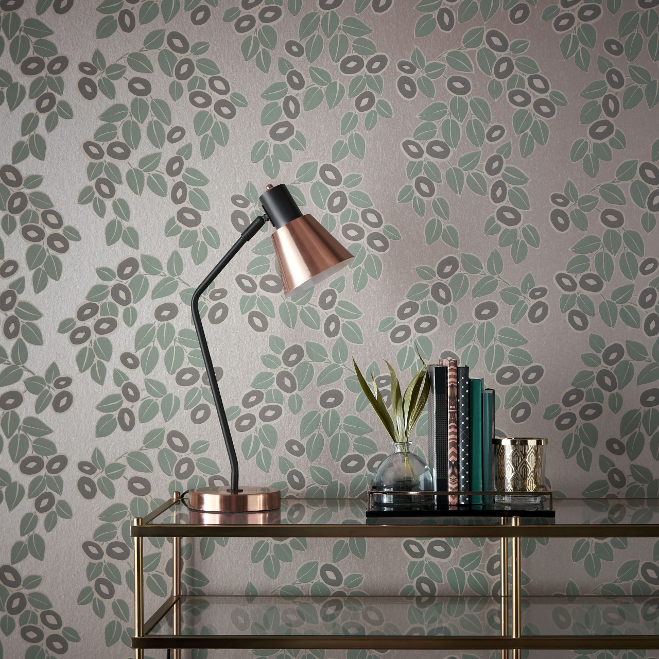 Tapet, Rosetta, Neo Mint Green Luxury Leaf, 1838 Wallcoverings, 5.3mp / rola
