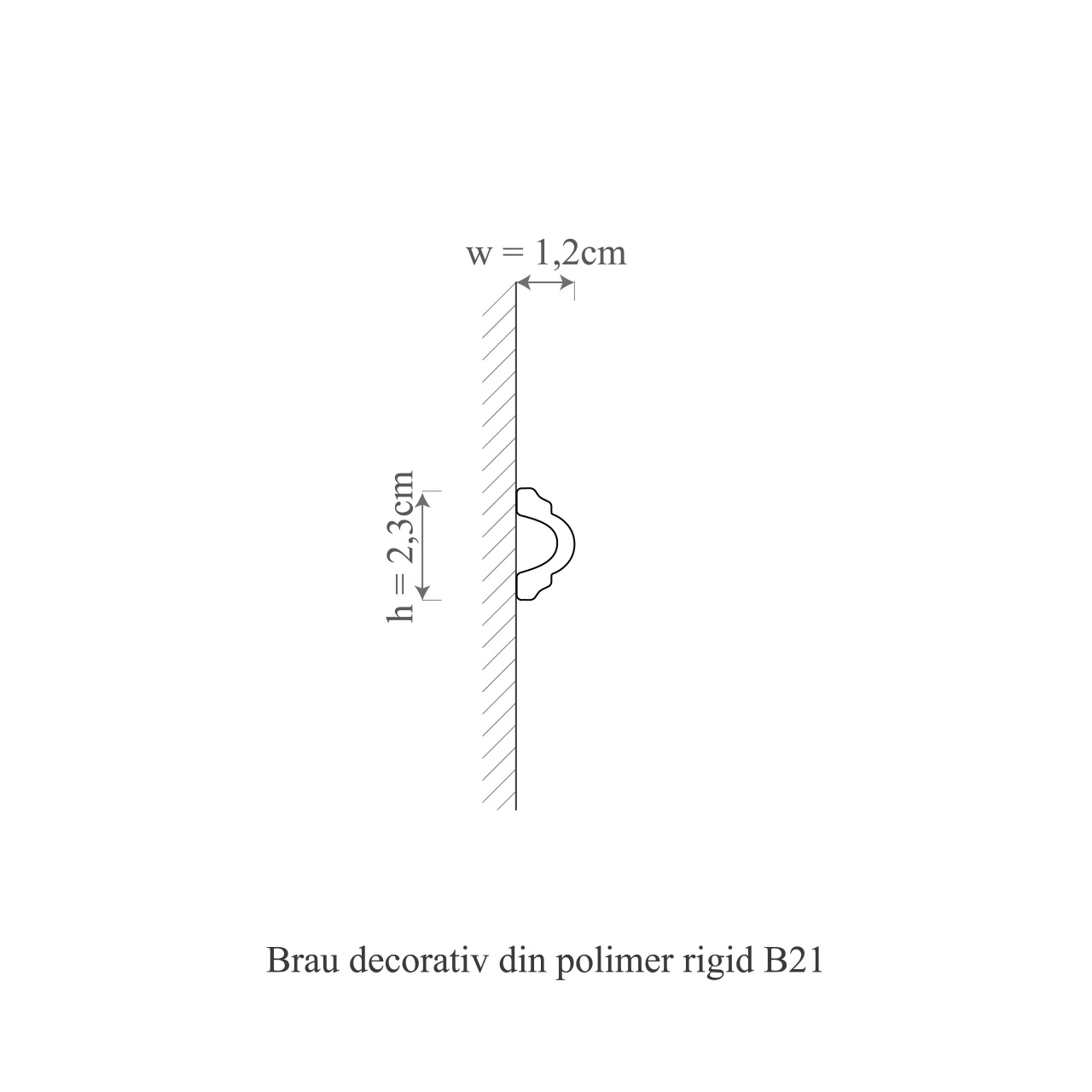 Brau decorativ din polimer rigid B21 - 2.3x1.2x200 cm - 1 | YEO