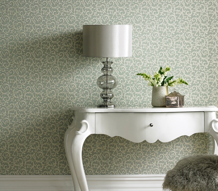 Brodsworth, Seafoam Green Luxury Patterned, 1838 Wallcoverings, 5.3mp / rola