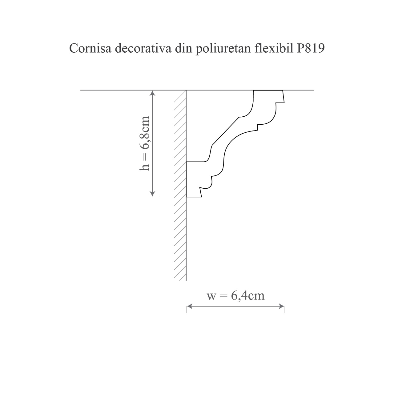 Cornisa decorativa din P819F - 6.8x6.4x200 cm - 1 | YEO