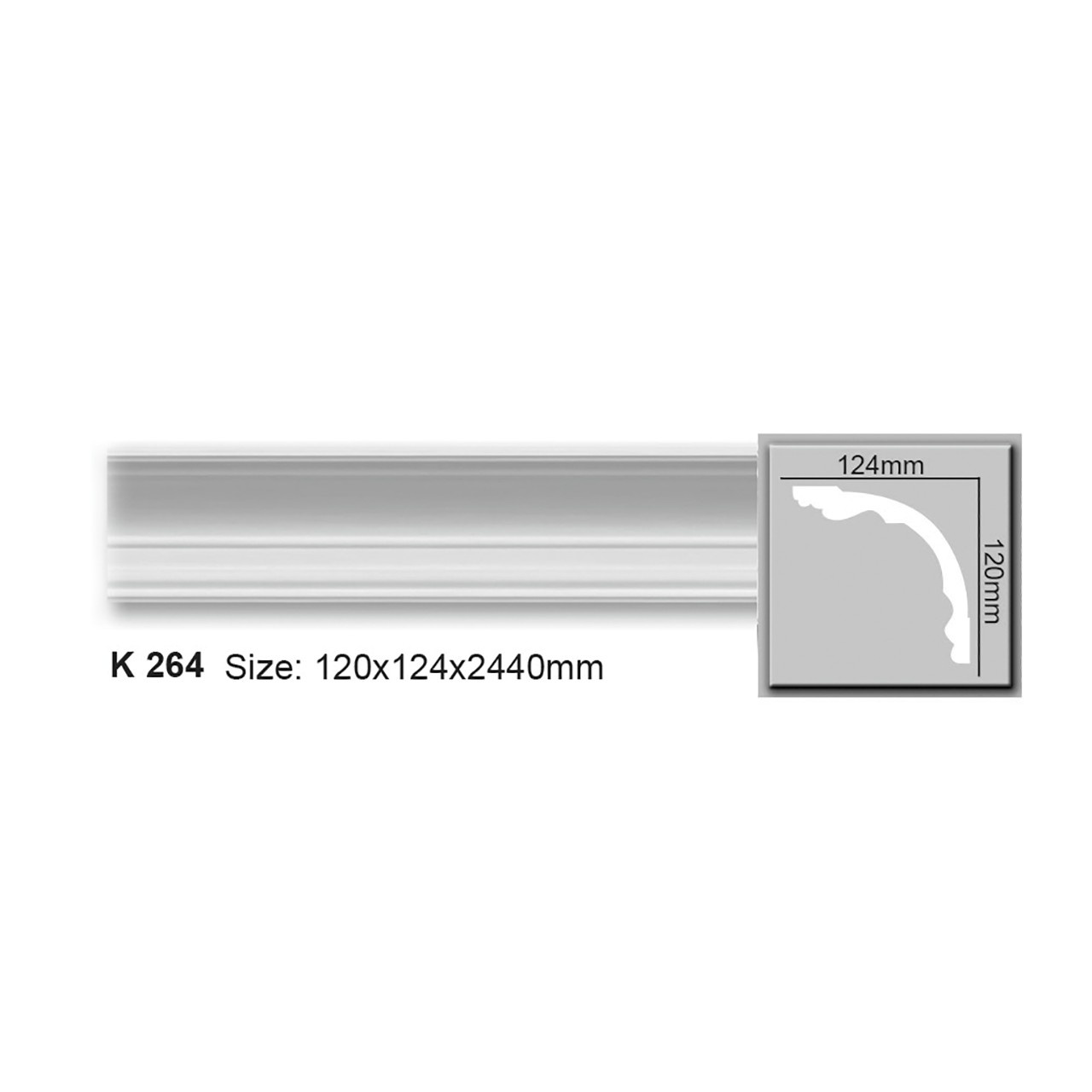 Cornisa poliuretan K264 - 12x12.4x244 cm