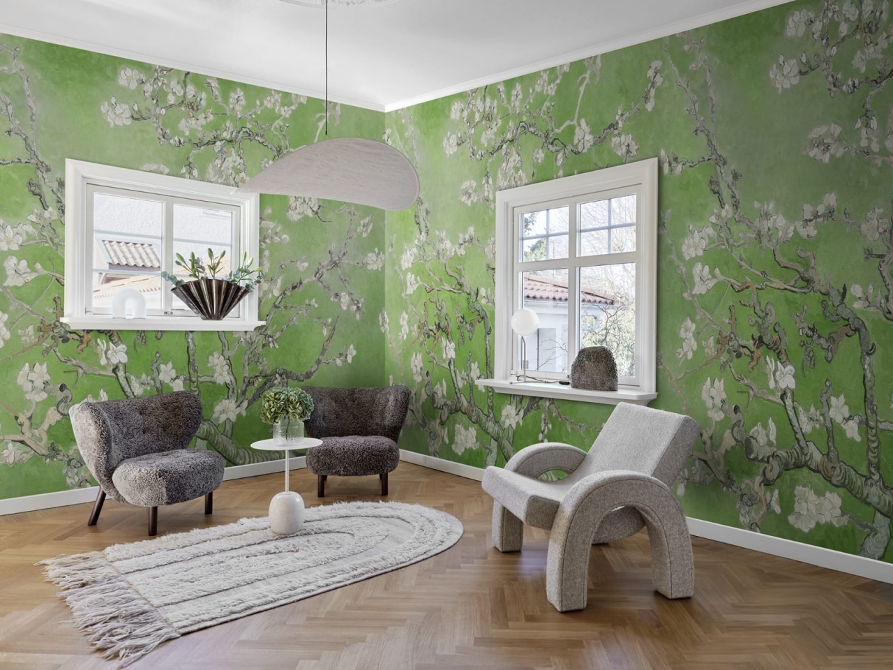 Fototapet, Almond Blossom, Green, Rebel Walls
