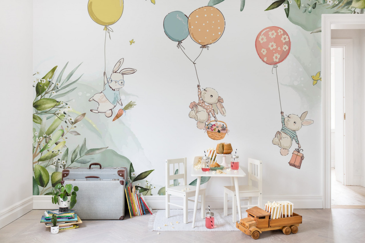 Fototapet, Baloon Adventure, Pastel, Rebel Walls