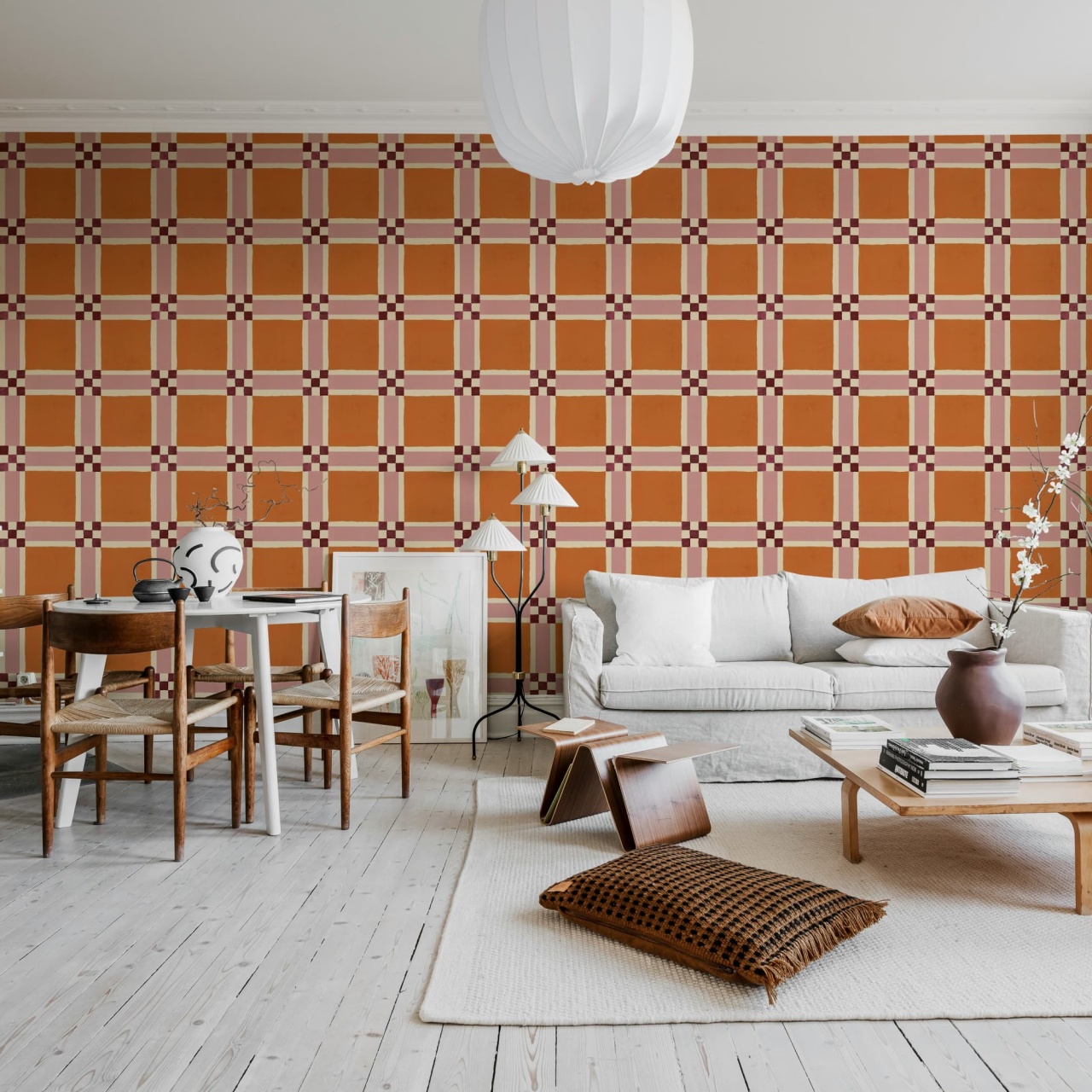 Fototapet, Bold Grid, Orange, Rebel Walls - 3