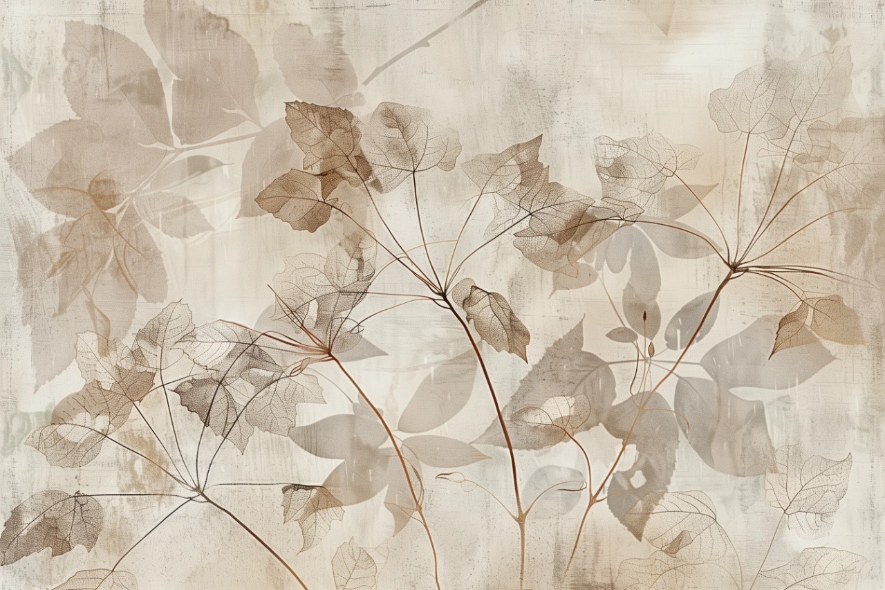 Fototapet Botanic Marron et Beige Souffle Rêve MS205