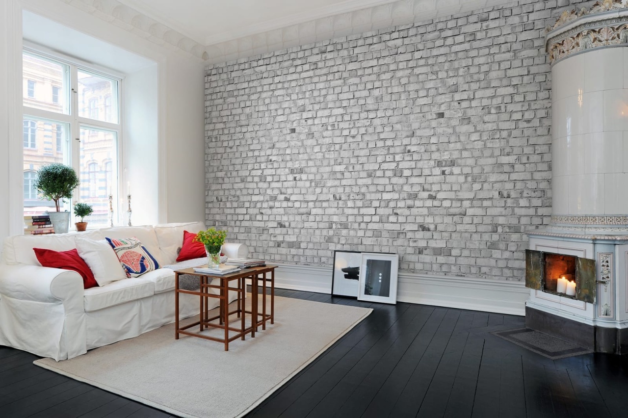 Fototapet, Brick Wall, White, Rebel Walls