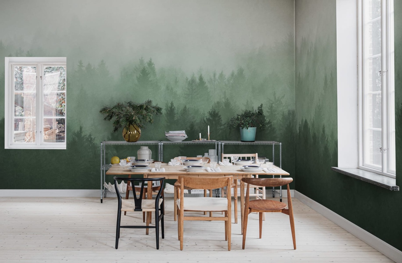 Fototapet, Cloudy Forest, Green, Rebel Walls