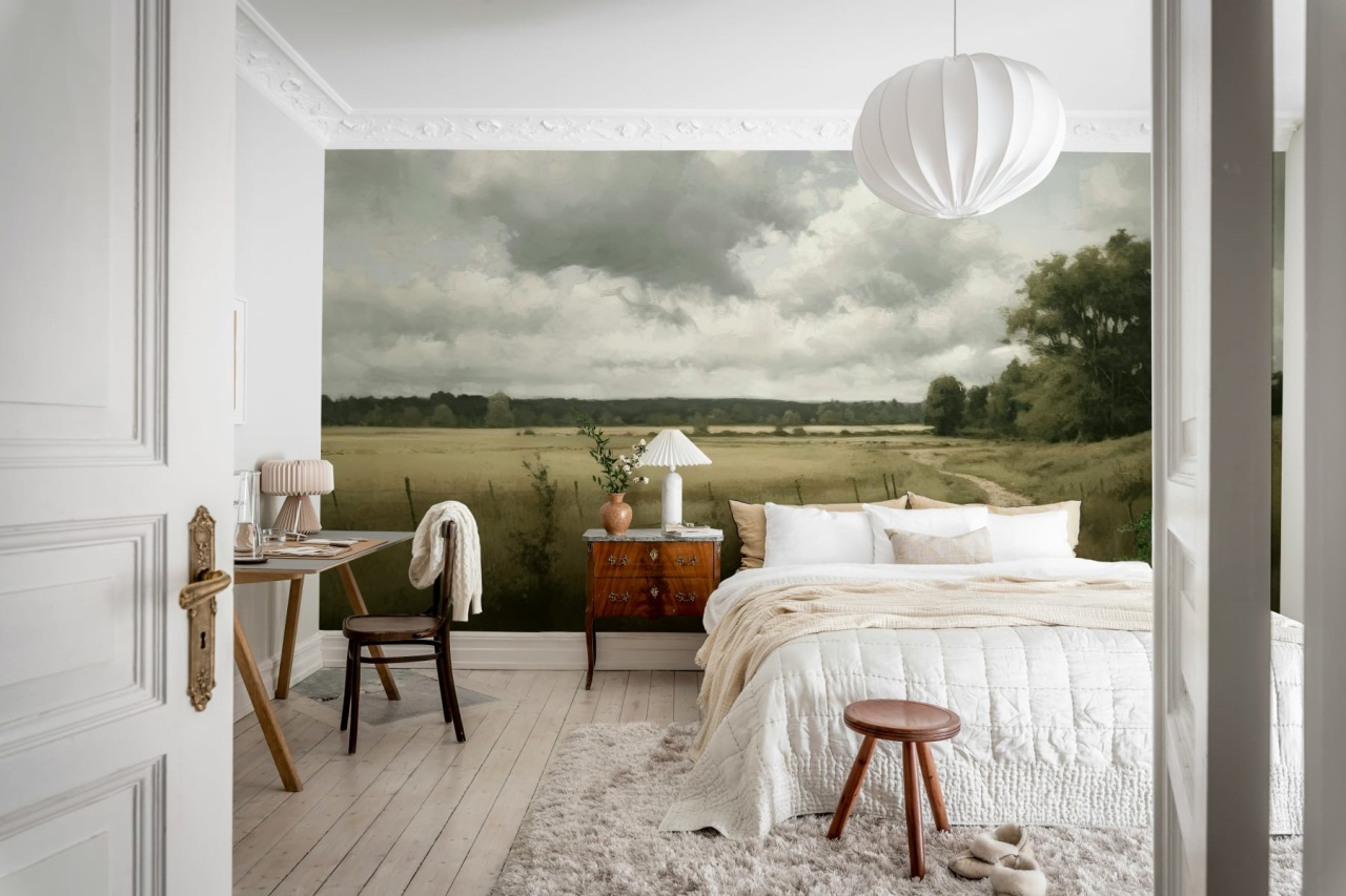 Fototapet, Country Road Painting, Beige, Rebel Walls