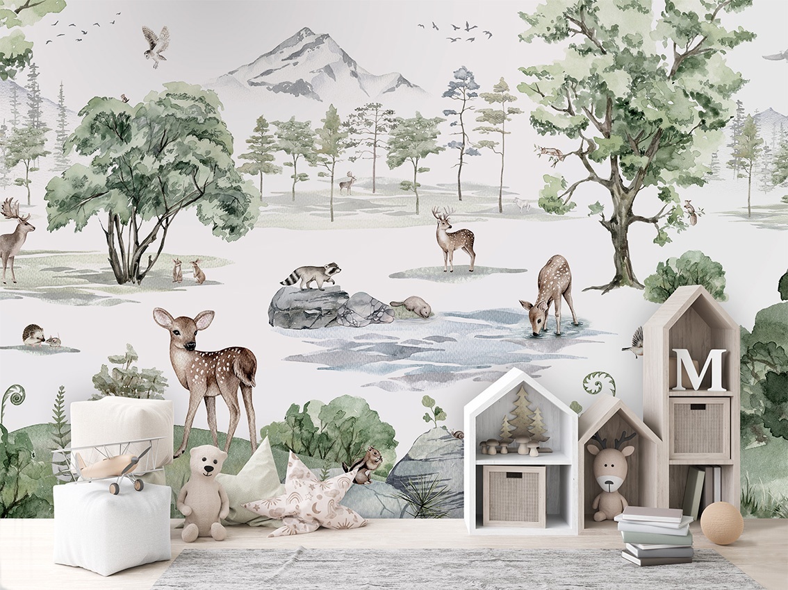 Fototapet Deer Forest - Winter, Kikki Belle - 3