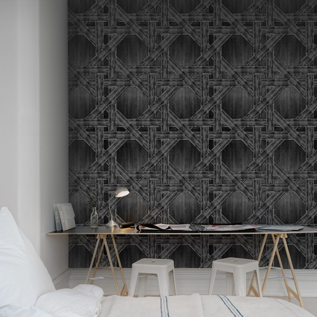 Fototapet, Denim Trellis, Black, Rebel Walls - 3