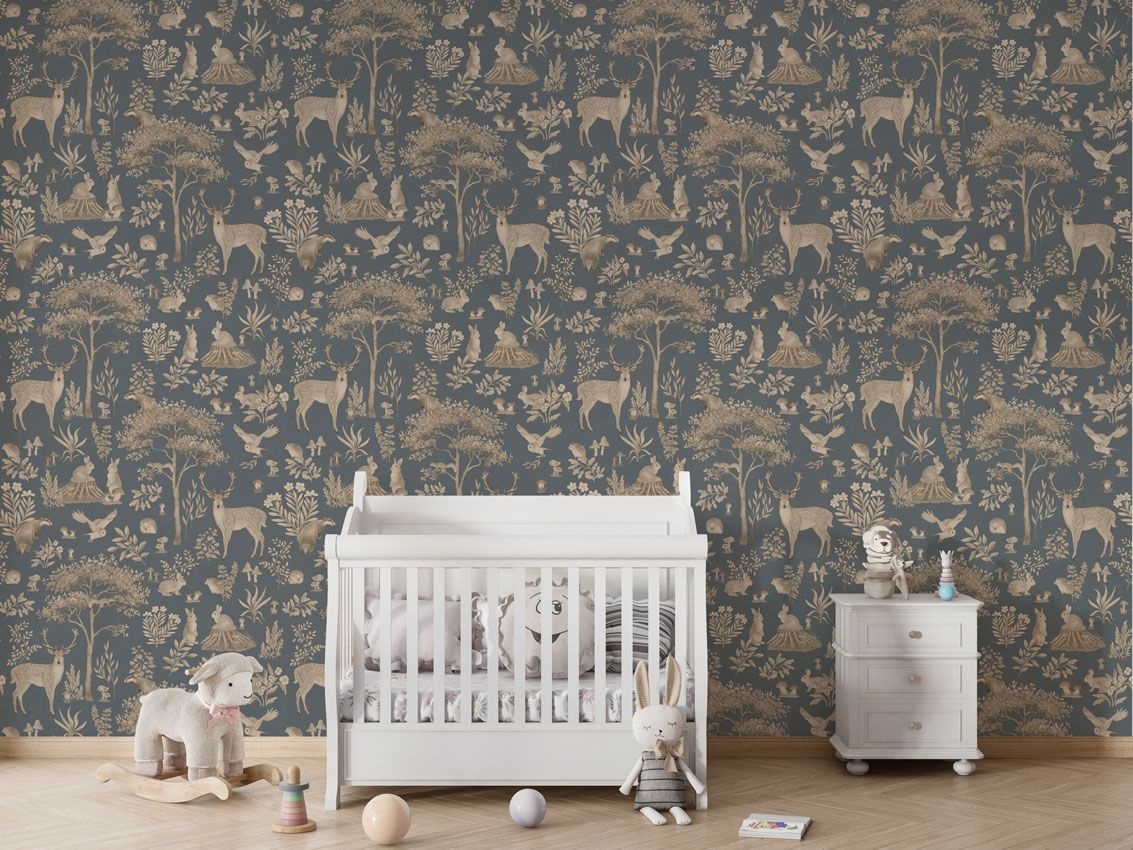 Fototapet Fantastic Forest - Vintage Blue, Kikki Belle - 4