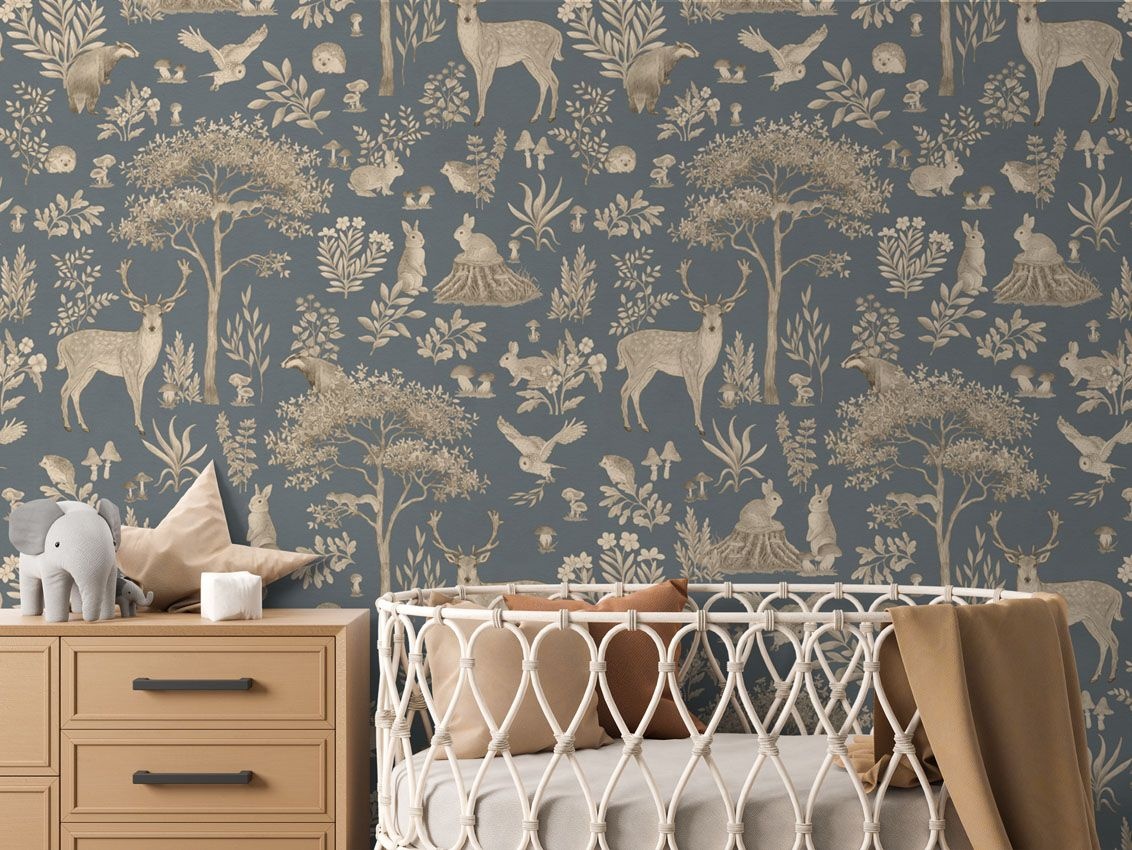 Fototapet Fantastic Forest - Vintage Blue, Kikki Belle - 5
