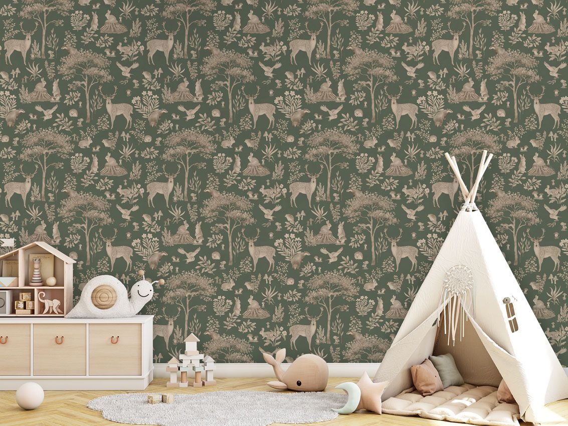 Fototapet Fantastic Forest - Vintage Green, Kikki Belle