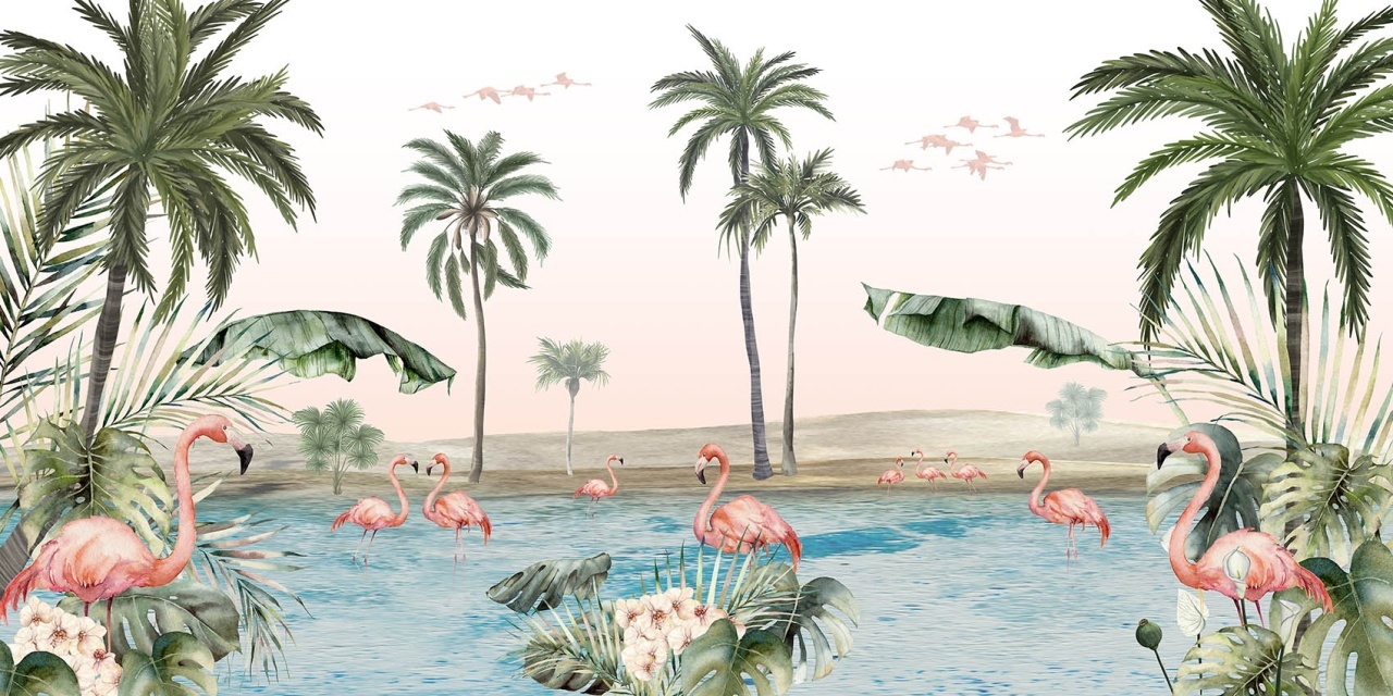 Fototapet Flamingo Oasis, Kikki Belle - 2