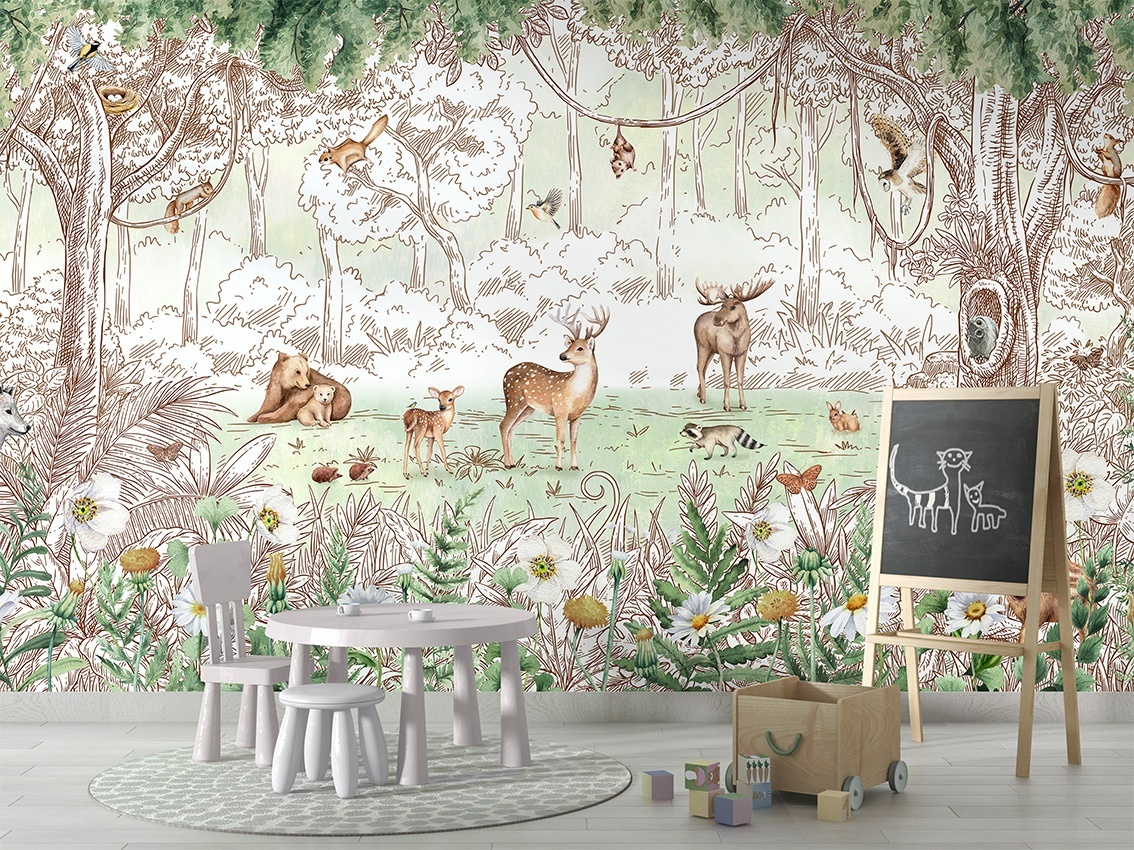 Fototapet Forest Friends - Spring, Kikki Belle - 3