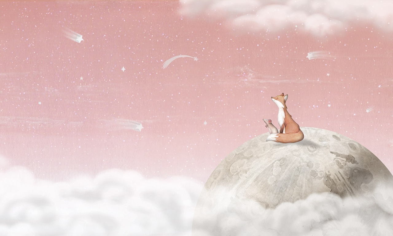 Fototapet Fox on the Moon - Pink, Oliver Robins - 2