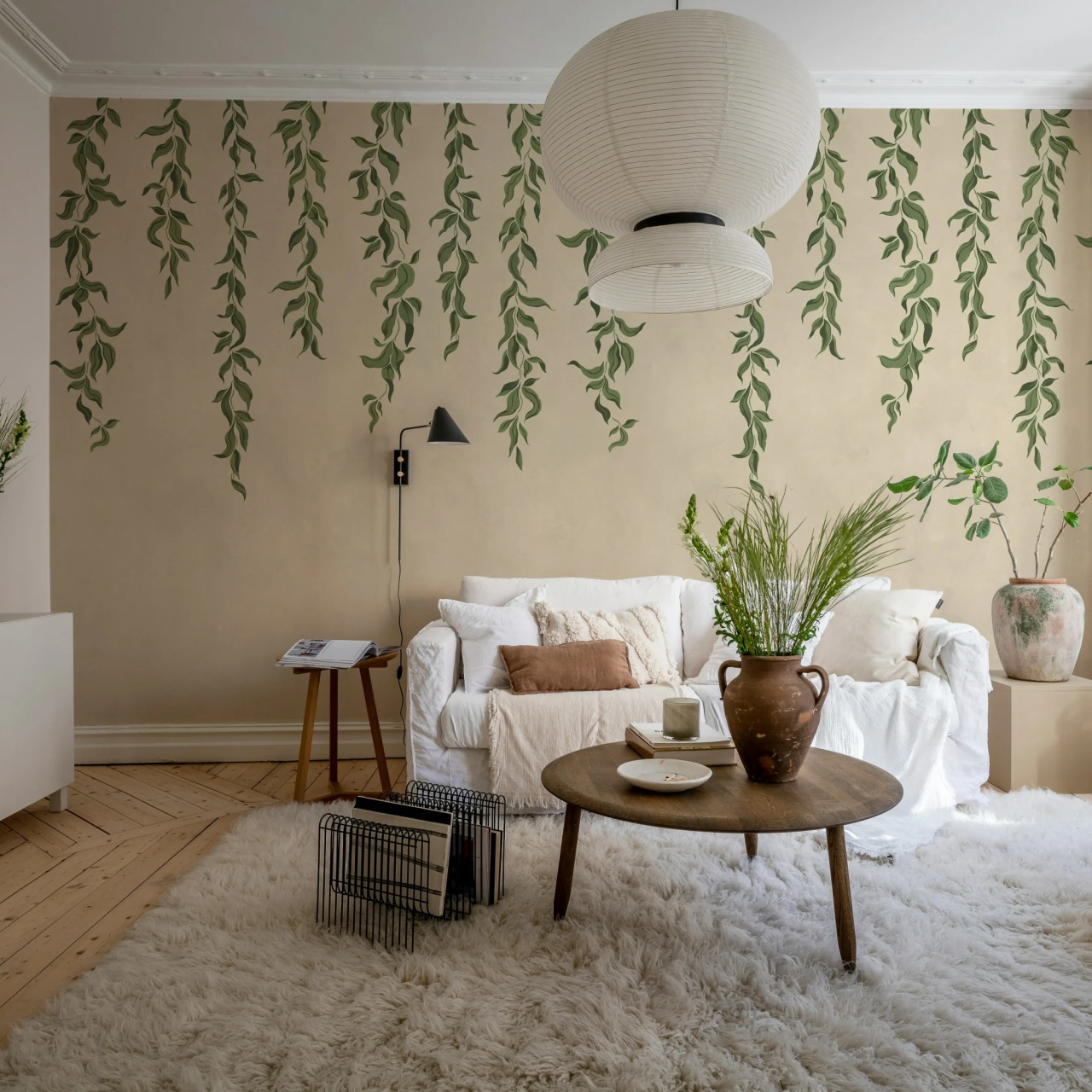Fototapet, Hanging Leaves, Beige, Rebel Walls - 3