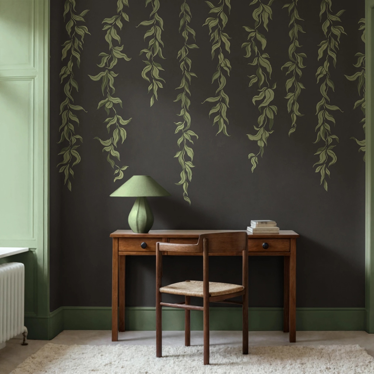 Fototapet, Hanging Leaves, Graphite, Rebel Walls