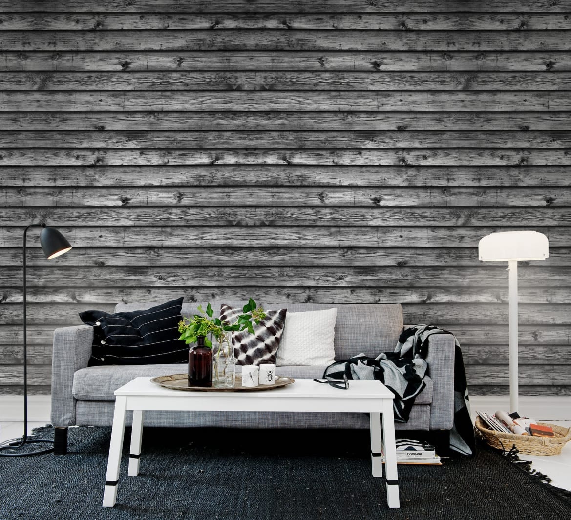 Fototapet, Horizontal Boards, Black, Rebel Walls