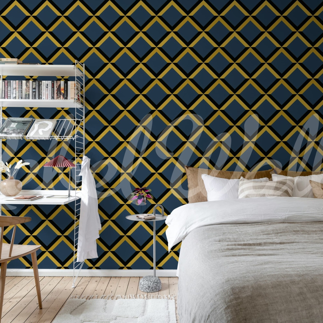 Fototapet, Lattice, Dark Blue, Rebel Walls