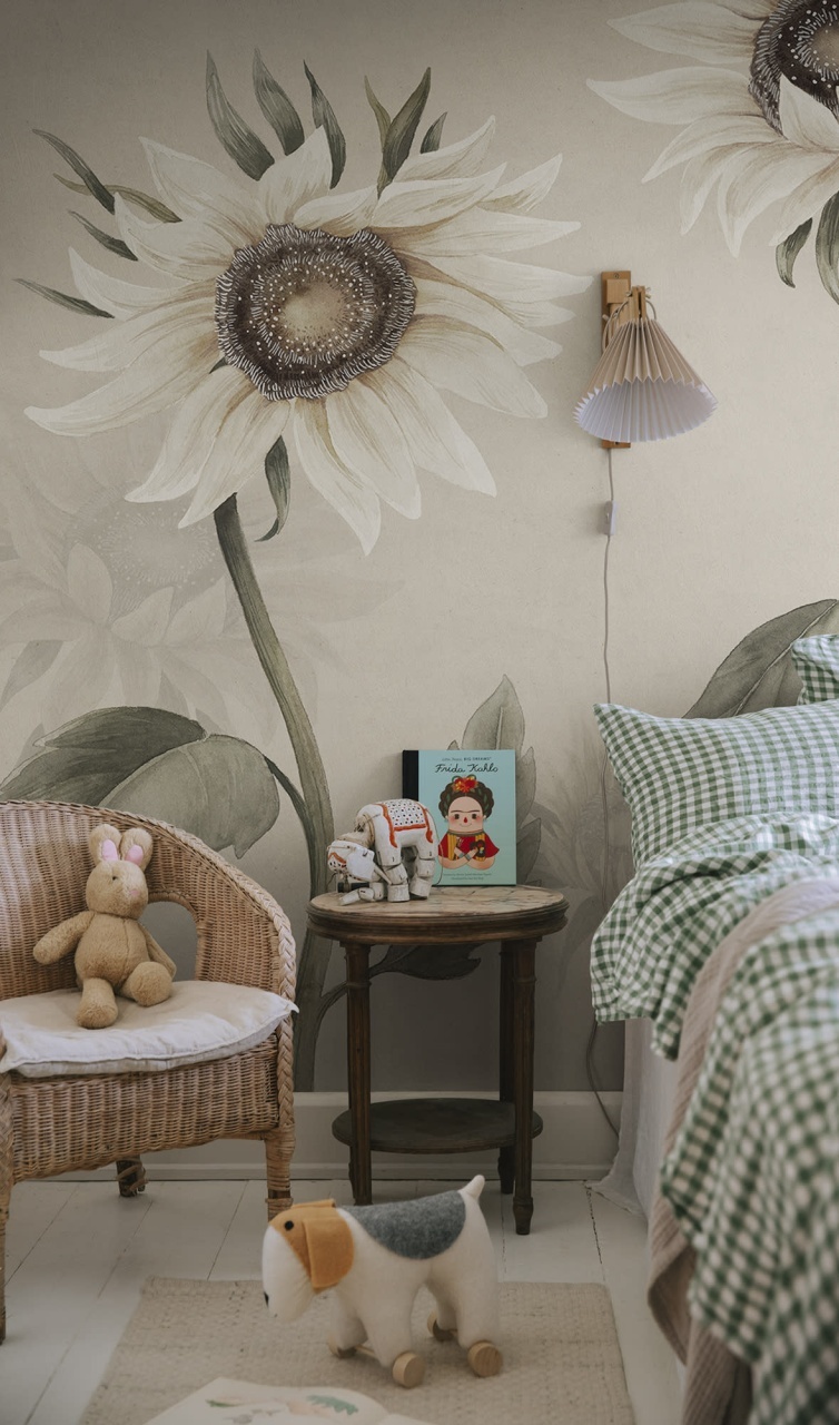 Fototapet lavabil, Sunflowers, White, Sandberg