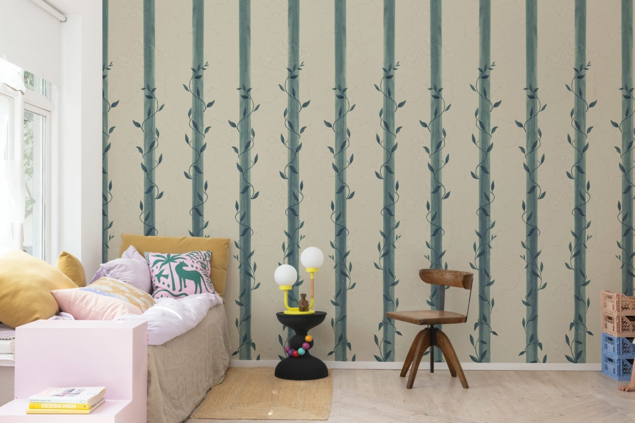 Fototapet, Leafy Stripes, Blue, Rebel Walls