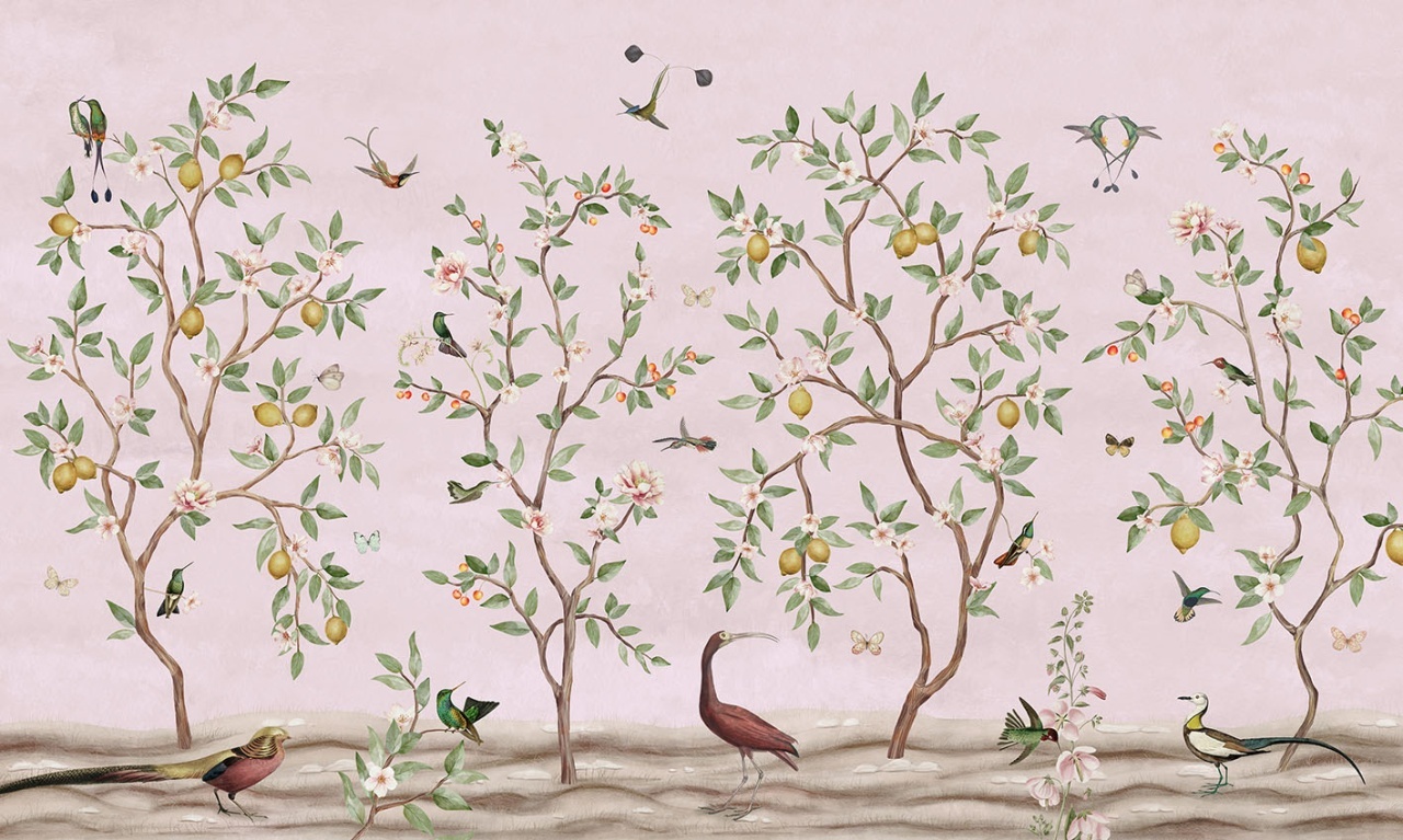 Fototapet Lemon Tree Chinoiserie - Pink, Sir Edward - 2