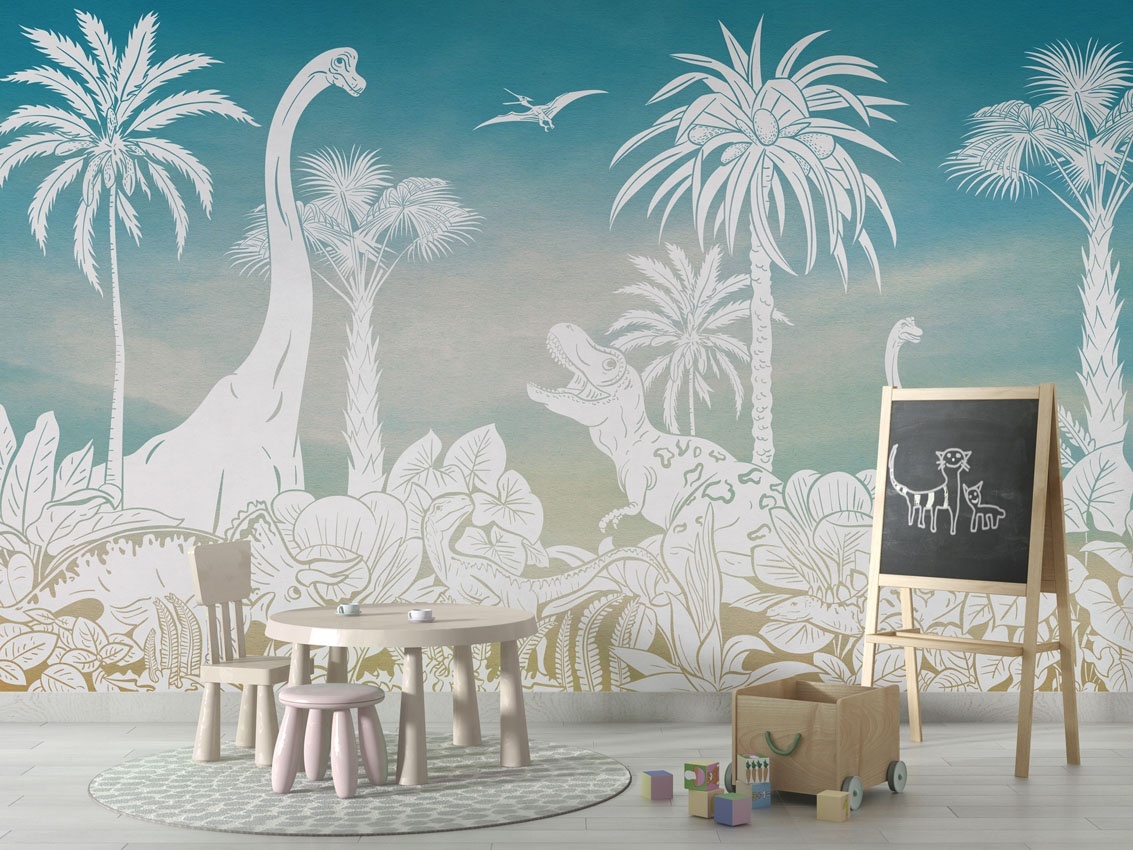 Fototapet Monochrome Dino - Blue Sky, Kikki Belle — imaginea 5