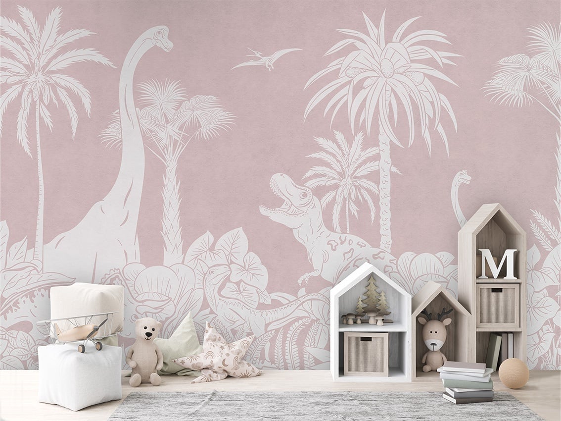 Fototapet Monochrome Dino - Pink, Kikki Belle - 3