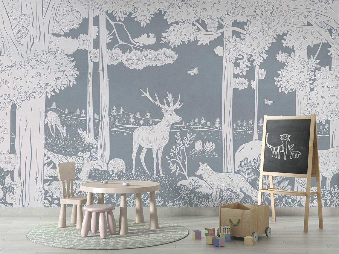 Fototapet Monochrome Forest - Blue, Kikki Belle - 4