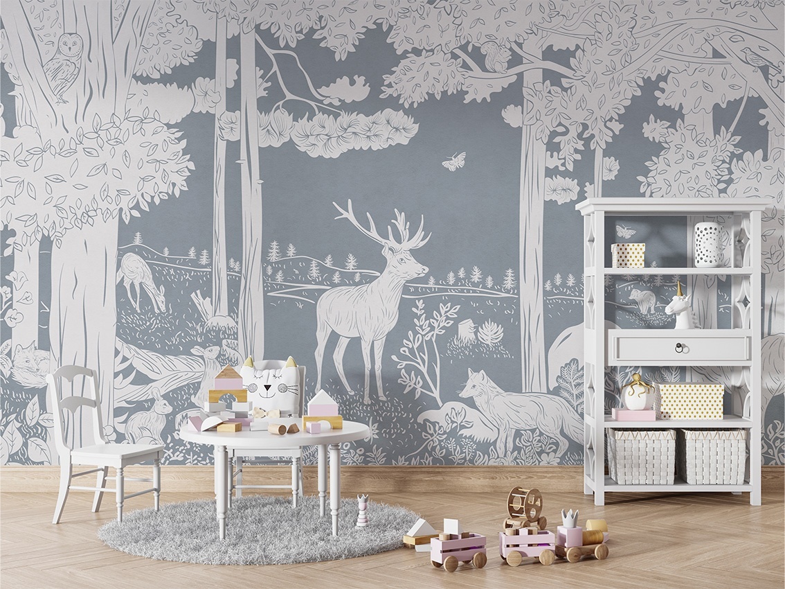 Fototapet Monochrome Forest - Blue, Kikki Belle - 5